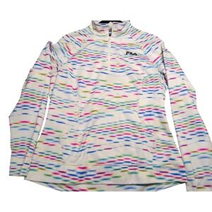 FILA Sport Womens L Activewear 1/4 Zip Pullover Jacket Multicolor Stripes